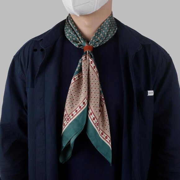 ⚡Men A-Grassgreen Necktie 27.5 Inches Cowboy Scarves Pocket Square Silk Bandanas - Picture 2 of 8